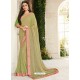 Green Party Wear Designer Brasso Embroidered Sari