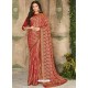 Maroon Party Wear Designer Brasso Embroidered Sari