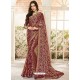 Maroon Party Wear Designer Brasso Embroidered Sari