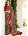 Camel Party Wear Designer Brasso Embroidered Sari