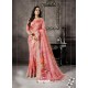 Peach Party Wear Designer Digital Printed Linen Sari