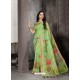 Green Party Wear Designer Digital Printed Linen Sari