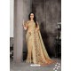 Light Beige Party Wear Designer Digital Printed Linen Sari