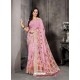 Pink Party Wear Designer Digital Printed Linen Sari