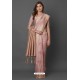 Dusty Pink Party Wear Designer Silk Embroidered Sari