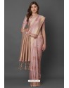 Dusty Pink Party Wear Designer Silk Embroidered Sari