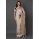 Light Grey Party Wear Designer Silk Embroidered Sari