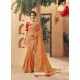 Light Orange Party Wear Designer Embroidered Art Silk Sari