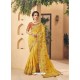 Yellow Party Wear Designer Embroidered Art Silk Sari