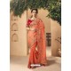 Light Orange Party Wear Designer Embroidered Art Silk Sari