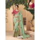 Sea Green Party Wear Designer Embroidered Art Silk Sari