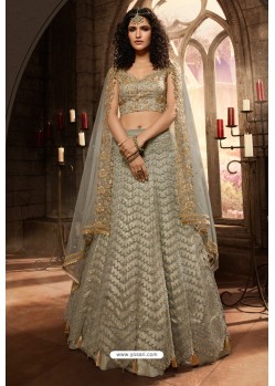 Grayish Green Heavy Embroidered Designer Wedding Lehenga Choli