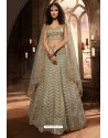 Grayish Green Heavy Embroidered Designer Wedding Lehenga Choli