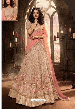 Baby Pink Heavy Embroidered Designer Wedding Lehenga Choli