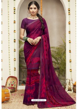 Purple Latest Casual Wear Designer Sari