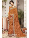 Orange Latest Casual Wear Designer Sari