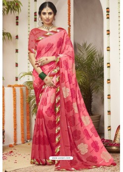 Peach Latest Casual Wear Designer Sari