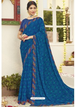 Dark Blue Latest Casual Wear Designer Sari