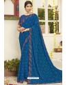 Dark Blue Latest Casual Wear Designer Sari