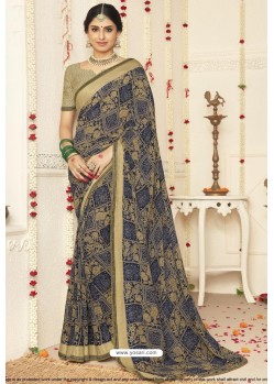 Navy Blue Latest Casual Wear Designer Sari