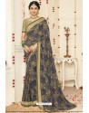 Navy Blue Latest Casual Wear Designer Sari