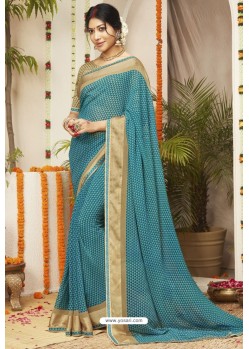 Blue Latest Casual Wear Designer Sari