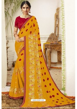 Yellow Latest Casual Wear Designer Sari