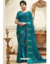 Teal Latest Casual Wear Designer Sari