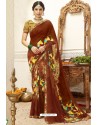 Brown Latest Casual Wear Designer Sari