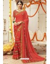 Red Latest Casual Wear Designer Sari