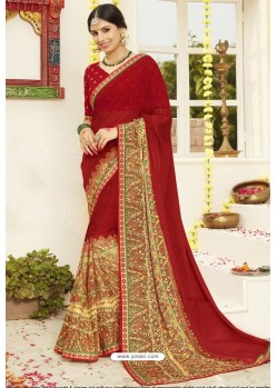 Maroon Latest Casual Wear Designer Sari