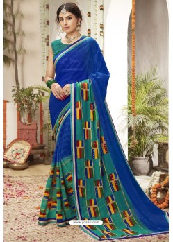 Royal Blue Latest Casual Wear Designer Sari