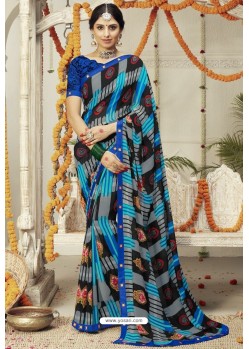 Royal Blue Latest Casual Wear Designer Sari