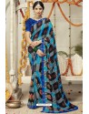 Royal Blue Latest Casual Wear Designer Sari