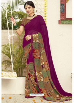 Deep Wine Latest Casual Wear Designer Sari