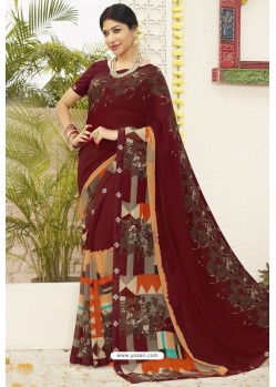 Maroon Latest Casual Wear Designer Sari