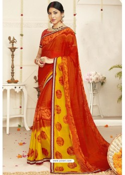 Red Latest Casual Wear Designer Sari