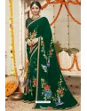 Dark Green Latest Casual Wear Designer Sari