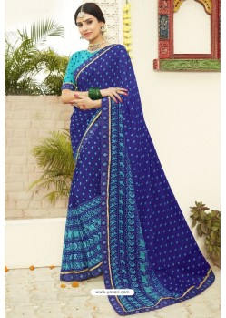 Royal Blue Latest Casual Wear Designer Sari