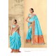 Sky Blue Traditional Party Wear Designer Silk Sari