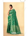 Dark Green Traditional Party Wear Designer Silk Sari