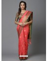 Peach Party Wear Designer Silk Sari