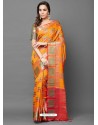 Orange Party Wear Designer Silk Sari