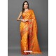 Stylish Orange Party Wear Designer Silk Sari