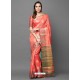 Peach Party Wear Designer Silk Sari