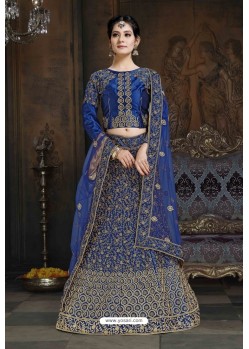 Dark Blue Heavy Embroidered Designer Wedding Lehenga Choli