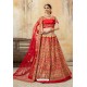 Sizzling Red Embroidered Designer Party Wear Lehenga Choli