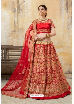 Sizzling Red Embroidered Designer Party Wear Lehenga Choli