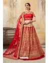 Sizzling Red Embroidered Designer Party Wear Lehenga Choli