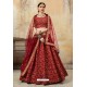 Red Embroidered Designer Party Wear Lehenga